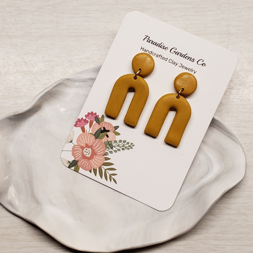 Yellow Ochre Mini Arch Clay Earrings